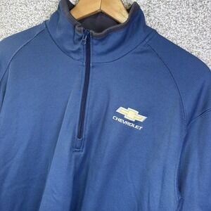 Port Authority Chevrolet Pullover Mens Large Blue 1/4 Zip Logo Lightweight